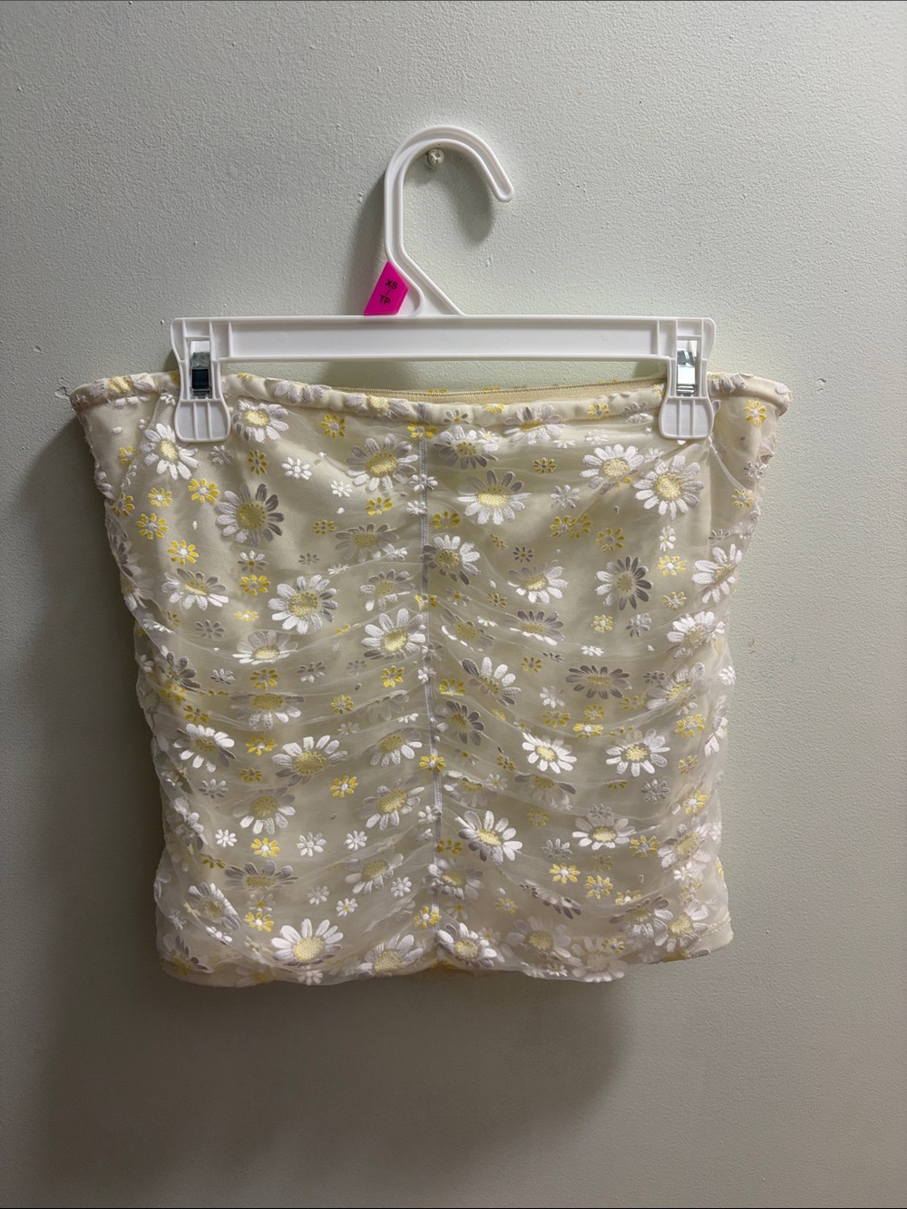 Daisy Embroidered Cream Mini Skirt